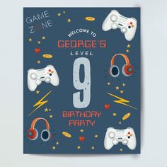 a birthday card with video game controllers on it