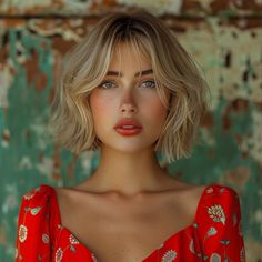 Bob Curtain Bangs Wavy, Short Angled Bob Haircut With Bangs, Short Bob With Layers And Curtain Bangs, Bobs Haircuts With Bangs, Curtain Bangs French Bob, Bob Hair 2024, Cowgirl Bob Hair, Bob Face Framing Layers, Layered Bob Blonde