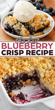 blueberry crisp with ice cream Individual Blueberry Crisp, Sugar Cookie Icing Recipe That Hardens, Best Blueberry Crisp, Easy Blueberry Crisp, Blueberry Recipe, Blueberry Crisp Recipe, Blueberry Desserts Recipes, Blueberry Cobbler Recipes, Crisp Desserts