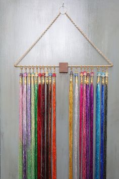 Hanging Hair Tinsel for Hair Salons, 17 Colors & Wall Display, 26 or 36 Inch Options, Wall Display Sold Separately - Etsy How To Organize Hair Tinsel, Hair Tinsel Extensions, Storing Hair Tinsel, Hair Tinsel Display Ideas, Tinsel Storage, How To Store Hair Tinsel, Hair Extension Display Wall, Hair Tinsel Display, Hair Tinsel Storage