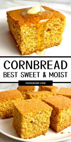 This is the best sweet and moist cornbread recipe! It's incredibly easy to make- just mix the ingredients and bake for the perfect side dish.