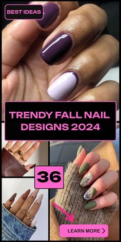 Gel Nail Designs Almond Shape Short, Cute Nail Ideas For Fall Simple, Fall Nail Design Short Nails, Anc Nails Ideas Fall, Square Nails For Fall, Green Fall Nails Short, Orange Nail Designs Fall, Fall Short Square Nails, Nail Art Fall Colors