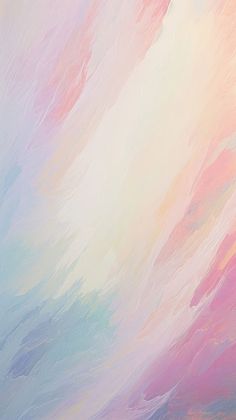 an abstract painting with pink, blue and yellow colors