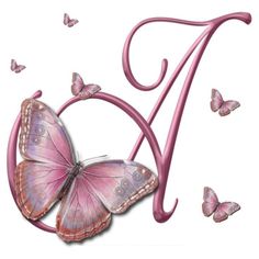 the letter n is made up of pink butterflies