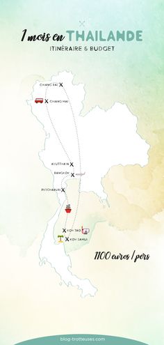 a map showing the route to thailand