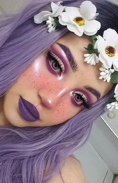 Matte Make Up, Halloween Makeup Look, Eyeshadow Designs, Full Lace Front Wigs, Violet Hair, Smink Inspiration