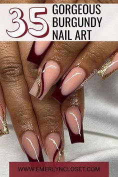 Acrylic Nails Almond Burgundy, Burgundy Nails Fall 2024, Classy Nail Inspo 2024, Fall Nails 2024 Black Women, Nails 2024 Black Women, Maroon Design Nails, Burgundy Nails 2024, Fall Nails Elegant, Burgundy And Brown Nails