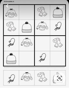 the worksheet shows how to make hats and mitts for winter clothing,