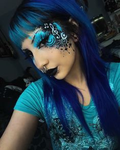 🖤🩵 Dead Makeup Look, Goth Stuff, Funky Makeup, Dead Makeup, Cute Eye Makeup, Alt Makeup, Goth Makeup, Cute Eyes, Nose Rings