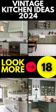 an advertisement for a kitchen with pictures of the appliances and cabinets in different styles, from floor to ceiling