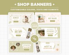 a set of banners with photos and text on them for the shop banner templates