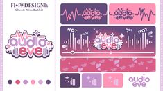 the cover art for audio fever's new album, titled in pink and purple