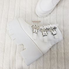 Ashes 55 Platform Lace Up Ankle Boots 3.5 Chunky High Heel 6-12 - White - Totally Wicked Footwear Goth Boots, Chunky High Heels, Platform Ankle Boots, Lace Up Ankle Boots, Discount Codes, Chunky Heel, Chunky Heels, High Heel Shoes, High Heel