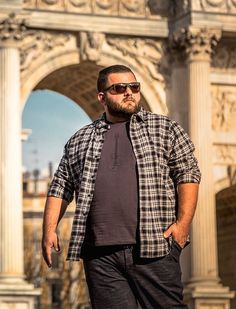 Styles For Big Men, Plus Size Men Outfits Summer, Male Plus Size Fashion, Big Man Style, Chubby Men Fashion, Large Men Fashion, Flannel Clothing, Fat Guy Fashion