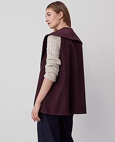 A season-perfect topper, our drape vest poncho adds warmth and style to any outfit. Shawl collar. Sleeveless. 31" long.,Imported:Imported,Fabrication:100% Polyester,Garment Care:Machine Washable Draped Poncho Vest by Ann Taylor Size regular - M/L Plum Rose Women's Ponchos, Wraps, Kimonos, Fashion, Accessories, 100%, Polyester, Machine, Washable Poncho Vest, Ladies Poncho, Shawl Collar, Kimonos, Ponchos, Effortless Style, Ann Taylor, Plum, Shawl