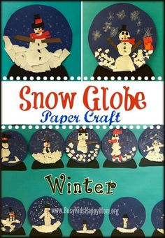 snow globe paper craft for winter with images of snowmen and snowflakes on them