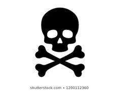 a skull and crossbones symbol on a white background with the text, ` `