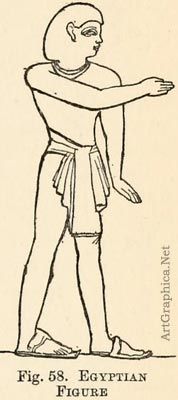 an egyptian man is pointing at something in his hand, vintage line drawing or engraving