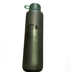 a stainless steel water bottle with a starbucks logo on it