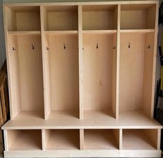 the shelves are empty and ready to be put into place for storage or display items