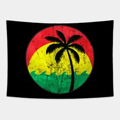 a flag with a palm tree on it