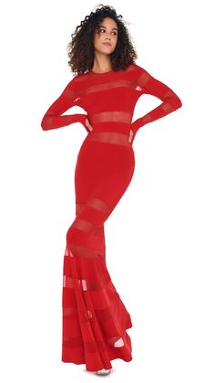 SPLICED DRESS FISHTAIL GOWN – Tiger Red/Tiger Red – Norma Kamali Dress Fishtail, Fishtail Gown, Midi Gowns, Instagram Heart, Red Tiger, Norma Kamali, Vacation Style, Catsuit, A Question