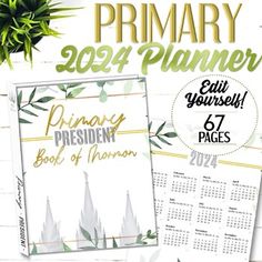 an image of a calendar with plants on it and the text, primary year planner