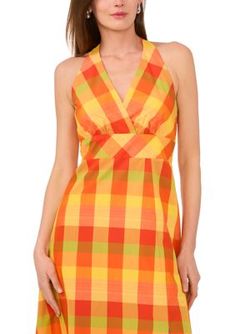 Take on a summery picnic in this checkered halter neck midi dress from 1.State. | 1.State Women's Halter Neck Midi Dress, Raspberry, Medium Women Halter, Halter Neck, Raspberry, Midi Dress