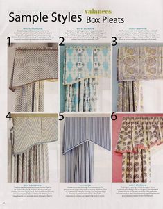 the instructions for curtains and valances are shown in this page, which shows how to make