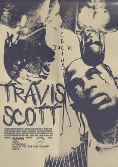 an old movie poster with the words travis scott on it's front and back