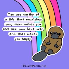 a cartoon gorilla sitting on top of a rainbow with the caption you are worthy of a life that nourishes you that makes you feel like your best self and that makes you