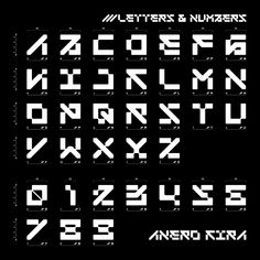 the letters and numbers are all in different styles, but one is white on black