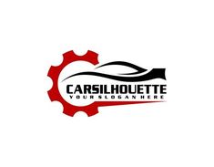 a logo for a company called car houette your slogan here is an image of a cog wheel and the words,