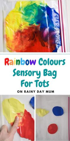 rainbow colors and the words rainbow colours are shown on this bag for toddlers to use