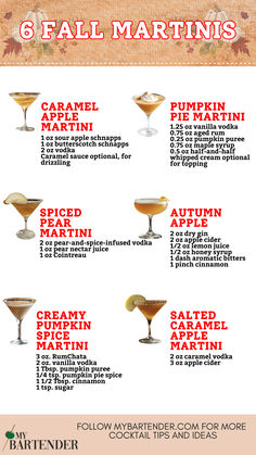 Fall Martinis Seasonal Martinis, Fall Martinis Recipes, Pumpkin Spice Martini, Apple Pumpkin Pie, Apple Schnapps, Apple Pumpkin, Aged Rum