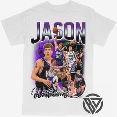 Beyond Dope Jason Williams Sacramento Kings NBA Basketball Tee White Short Sleeve Basketball T-shirt, White Basketball T-shirt For Sports Season, White Basketball Fan Apparel T-shirt, White Short Sleeve T-shirt For Basketball, Basketball Fan Apparel Tops With Sublimation Print, Fan Apparel Tops With Sublimation Print For Basketball, Sublimation Print Tops For Basketball Fans, Basketball Team Logo Tops With Crew Neck, White Basketball Team Logo Tops