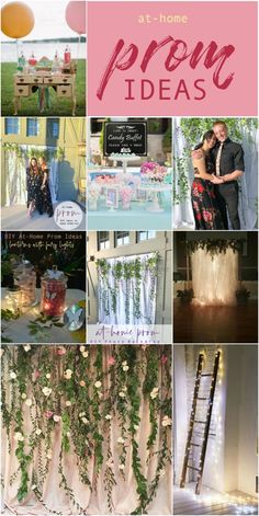 a collage of photos with flowers and greenery on them, including an image of a