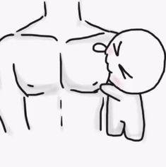 a drawing of a man with his arm around another person's chest