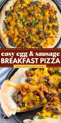 Looking for a fun twist on your Easter brunch recipes? This Easy Egg & Sausage Breakfast Pizza recipe is topped with crispy bacon, melty cheese, fluffy eggs, and savory sausage on a golden pizza crust. Perfect for a family-friendly Easter breakfast idea that’s filling and delicious! Save this to your Breakfast Recipes board!