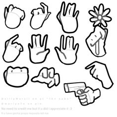 hand gestures drawn in black and white with the words, no need to press on it