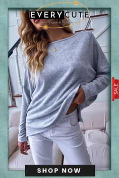 Solid Boat Neck Sweatshirt Fall Loungewear T-shirt, Casual Long Sleeve T-shirt For Winter, Oversized Long Sleeve T-shirt For Fall, Oversized Plain T-shirt For Fall, Comfortable Solid Color Spring Tops, Long Sleeve T-shirt For Winter Loungewear, Long Sleeve T-shirt For Fall Loungewear, Long Sleeve T-shirt For Loungewear In Fall, Comfortable Long Sleeve Winter Tops