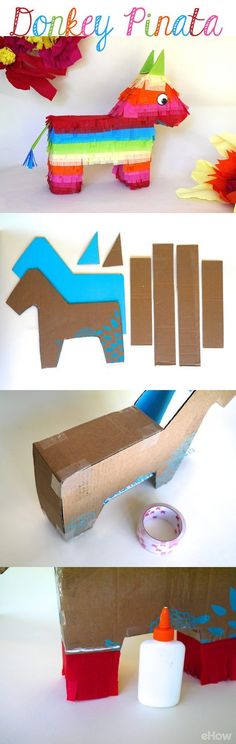 the paper pony is made out of cardboard and has been cut into pieces to make it