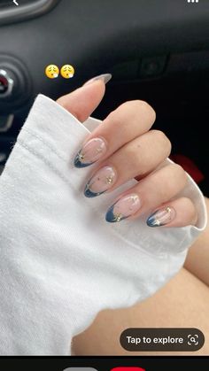 Nail Inspiration Blue And White, Tog Inspired Nails, Trendy Gel X Nails, Midnight Inspired Nails, Taylor Swift Nail Ideas Midnights, Midnight Taylor Swift Nails, Midnight Era Nails, Saphire Nail Ideas, Taylor Swift Nails Midnights