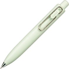 a white pen with a metal clip on it