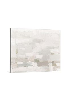 an abstract painting with white and grey colors on the wall, it is very difficult to see