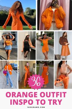 Save this pin for a burst of sunny citrus chic fashion inspiration! Elevate your wardrobe with vibrant orange outfits that scream style and confidence. Explore these 36 stunning looks to add a pop of color to your closet. #FashionInspo #OrangeOutfits #StyleIdeas Styling Orange Shirt, Outfit Ideas With Wedges, Orange Shirt Outfit