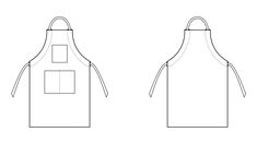 an apron is shown with the front and back sides facing each other, which are drawn in