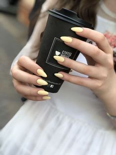 Capture the essence of sunny days with our radiant summer yellow nails! Flash a smile on your hands with a color that's as warm and inviting as a sunny afternoon. Butter Yellow Nails, Yellow Manicure Ideas, Yellow Almond Nails, Butter Nails, Yellow Nail Ideas, Yellow Manicure, Perfect Summer Nails, Gradation Nails