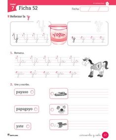 the spanish alphabet worksheet for children with pictures and words on it, including an animal