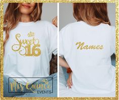 Personalized Sweet Sixteen tees. Best Friend Gift, Custom Tees, Sweet Sixteen, Gift Christmas, Sweet 16, Best Friend, Gifts For Friends, Gender Neutral, Christmas Gift